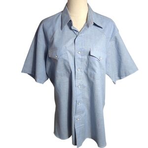 Wrangler Men's Vintage Light Blue Button Down Snap Western Shirt